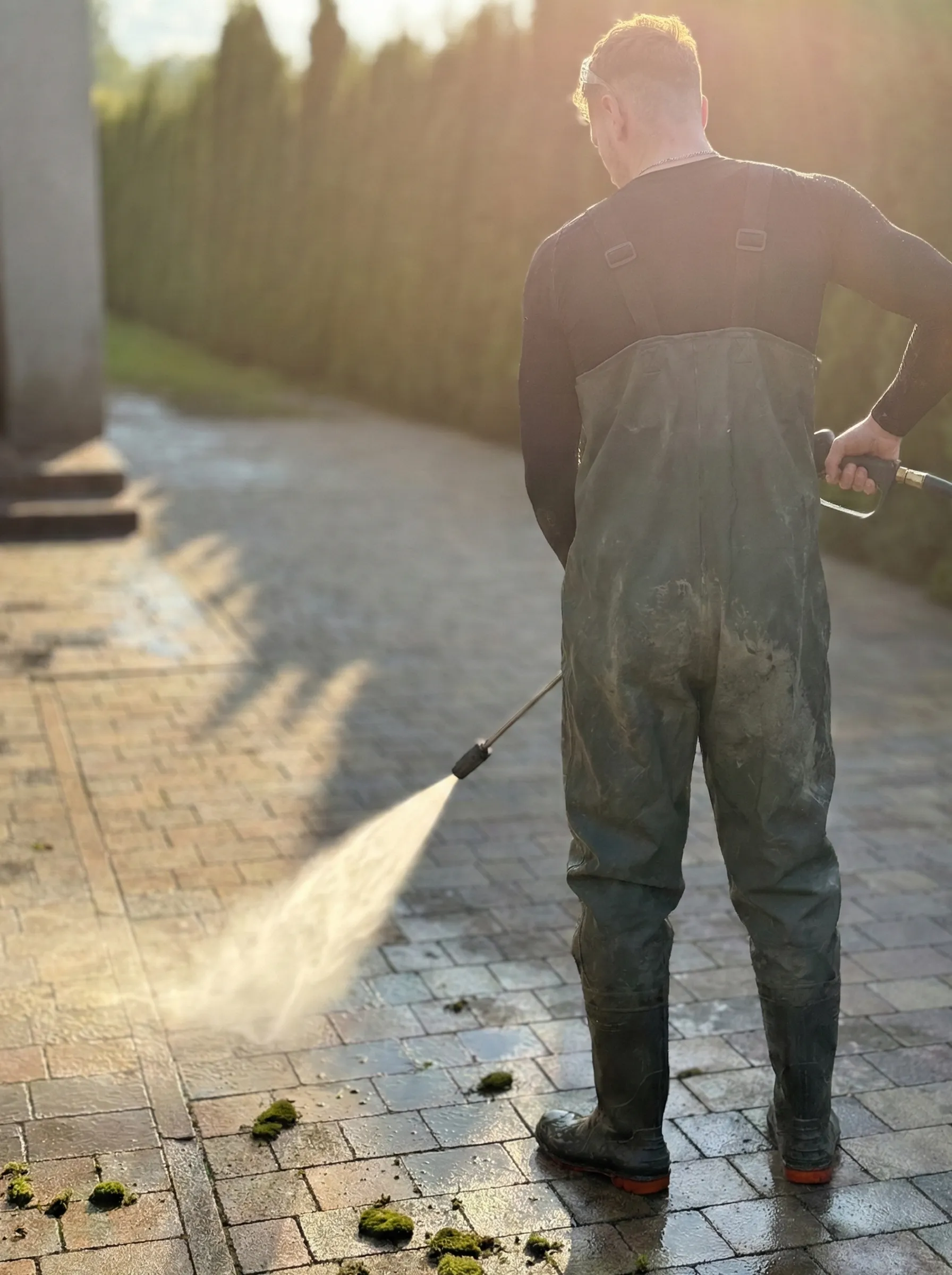 Mycie kostki brukowej myjką ciśnieniową